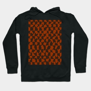 Brown and Orange Distorted Warped Checkerboard Pattern V Hoodie